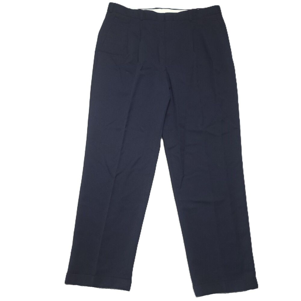 Vintage Levis Slates Dress Pants Mens 38x32 Original Fit Pleated Blue Wool Blend